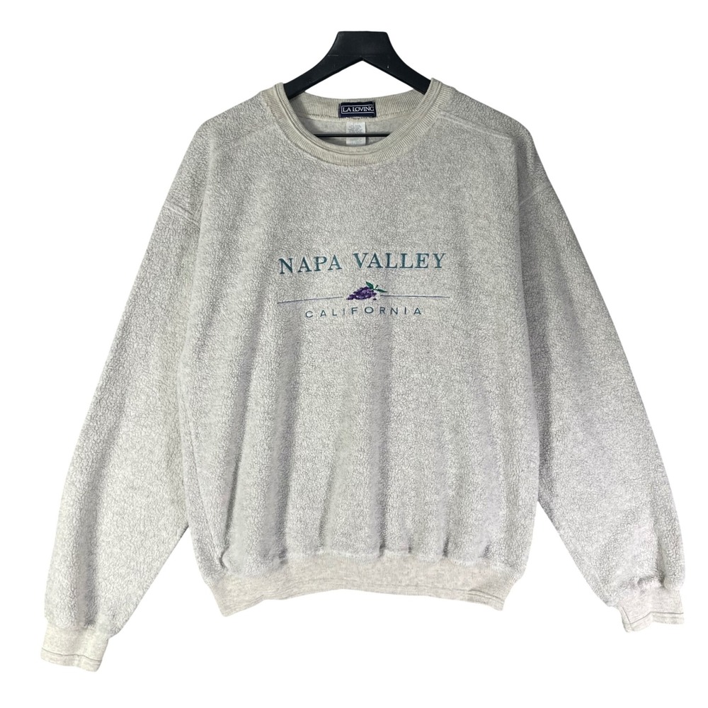 Napa Valley California Crewneck Sweatshirt Mens Medium Gray Graphic USA